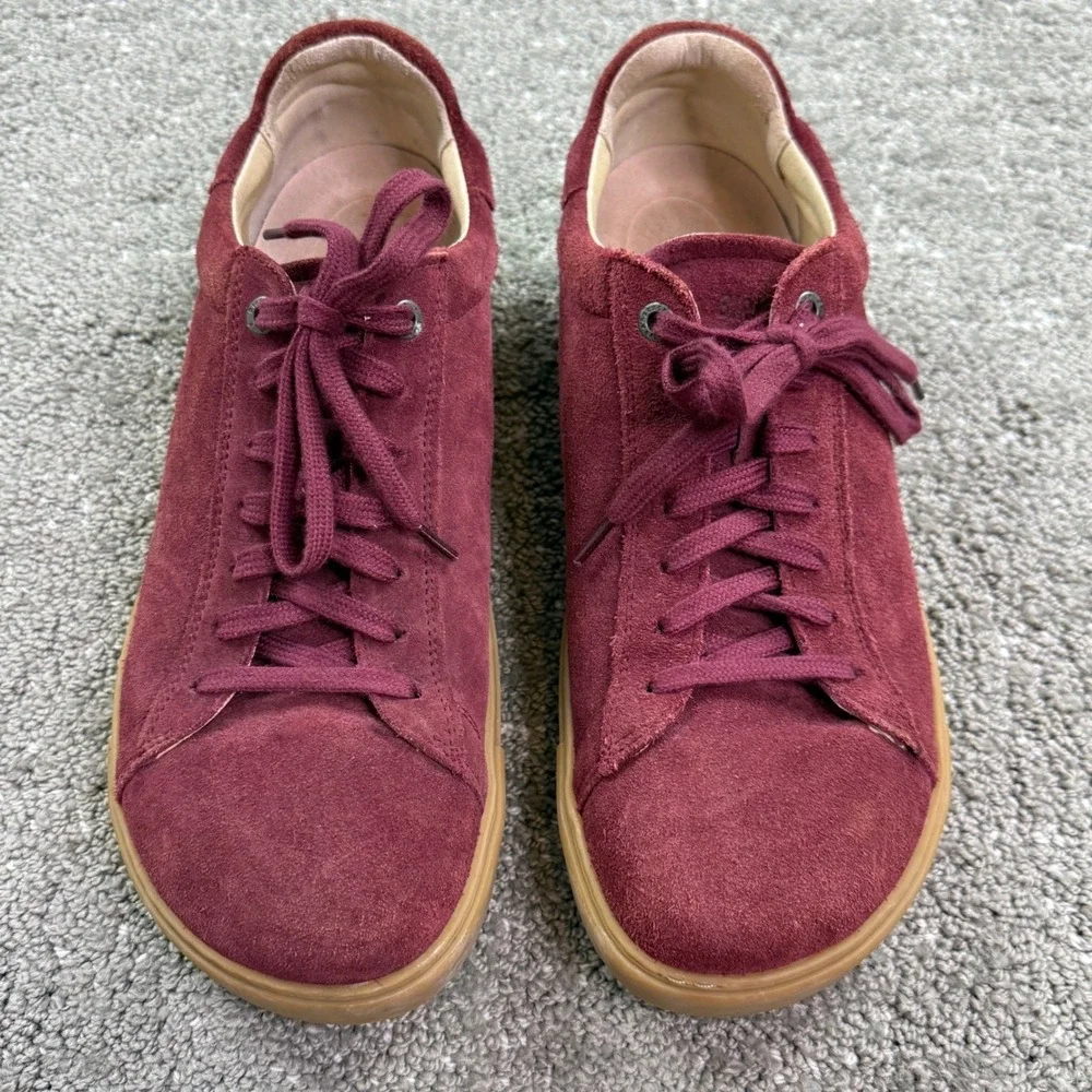 Birkenstock Bend Low Men 10 Maroon Suede Gum Sole Lace Up Sneakers